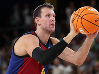 Jan Vesely plays during the match between FC Barcelona and Coviran Granada, corresponding to week 1 of the Liga Endesa, at the Palau Blaugra...