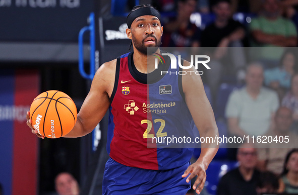 Jabari Parker plays during the match between FC Barcelona and Coviran Granada, corresponding to week 1 of the Liga Endesa, at the Palau Blau...