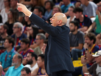 Joan Penarroya coaches during the match between FC Barcelona and Coviran Granada, corresponding to week 1 of the Liga Endesa, at the Palau B...