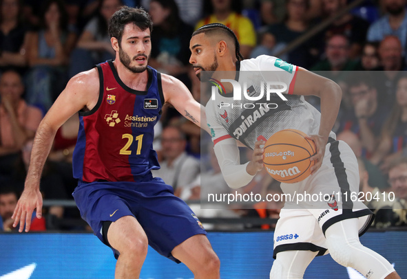 Gian Clavell and Alex Abrines play during the match between FC Barcelona and Coviran Granada, corresponding to week 1 of the Liga Endesa, at...