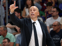 Joan Penarroya coaches during the match between FC Barcelona and Coviran Granada, corresponding to week 1 of the Liga Endesa, at the Palau B...