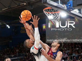 Nicolas Laprovittola and Gian Clavell play during the match between FC Barcelona and Coviran Granada, corresponding to week 1 of the Liga En...