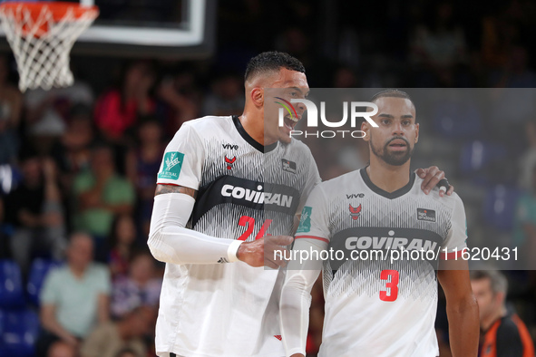 Jacob Wiley and Gian Clavell play during the match between FC Barcelona and Coviran Granada, corresponding to week 1 of the Liga Endesa, at...