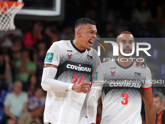 Jacob Wiley and Gian Clavell play during the match between FC Barcelona and Coviran Granada, corresponding to week 1 of the Liga Endesa, at...