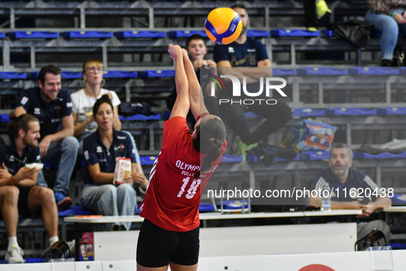 #18 Yasmine Abderrahim of Olympiacos Athens in action during the International Trophy ''Una squadra per un sorriso,'' Final 3rd-4th place ma...