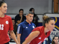 Lorenzo Micelli coaches Olympiacos Athens during the International Trophy ''Una squadra per un sorriso,'' Final 3rd-4th place match between...