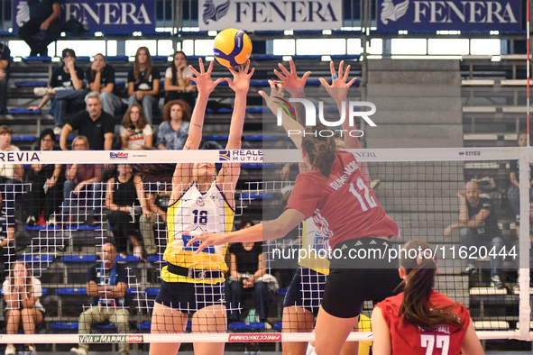 Milica Kubura of Olympiacos Athens is in action during the International Trophy ''Una squadra per un sorriso,'' Final 3rd-4th place match be...