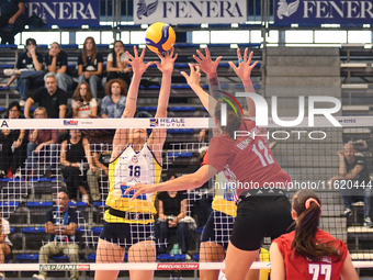 Milica Kubura of Olympiacos Athens is in action during the International Trophy ''Una squadra per un sorriso,'' Final 3rd-4th place match be...