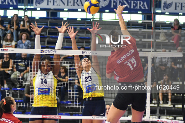 Milica Kubura of Olympiacos Athens is in action during the International Trophy ''Una squadra per un sorriso,'' Final 3rd-4th place match be...