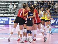 Olympiacos Athens celebrates the team's International Trophy ''Una squadra per un sorriso'' during the final 3rd-4th place match between Was...