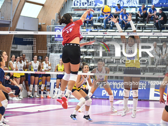 Milica Kubura of Olympiacos Athens is in action during the International Trophy ''Una squadra per un sorriso,'' Final 3rd-4th place match be...