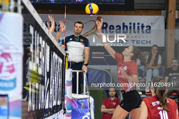 Milica Kubura of Olympiacos Athens is in action during the International Trophy ''Una squadra per un sorriso,'' Final 3rd-4th place match be...