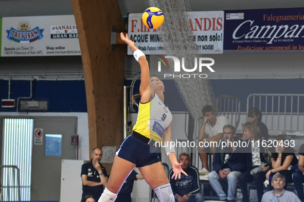 Sofia D'Odorico of Pinerolo is in action during the International Trophy ''Una squadra per un sorriso,'' Final 3rd-4th place match between W...