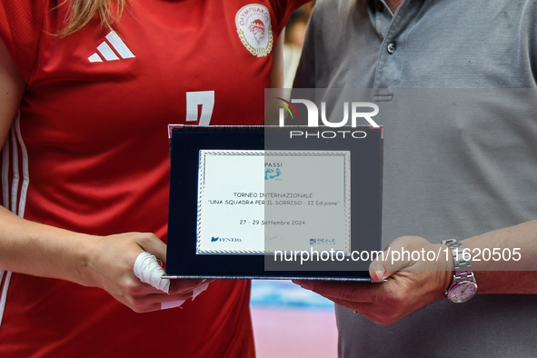 International Trophy ''Una squadra per un sorriso,'' Final 3rd-4th place match between Wash4green Pinerolo and Olympiacos Athens at Palafene...