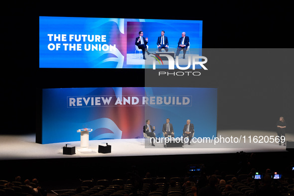 Alex Burghart MP talks to Russell Findlay MSP and Andrew RT Davies CBE MS in a panel discussion on The Future of The Union at the Conservati...