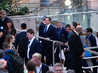 Robert Jenrick MP, the favorite to be the new Tory leader, walks through the ICC surrounded by his security detail at the Conservative Party...