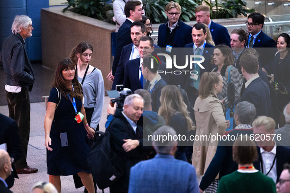 Robert Jenrick MP, the favorite to be the new Tory leader, walks through the ICC surrounded by his security detail at the Conservative Party...