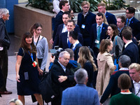 Robert Jenrick MP, the favorite to be the new Tory leader, walks through the ICC surrounded by his security detail at the Conservative Party...