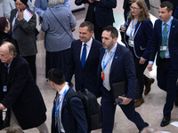 Robert Jenrick MP, the favorite to be the new Tory leader, walks through the ICC surrounded by his security detail at the Conservative Party...