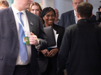 Kemi Badenoch MP, the second favorite to be the new Tory leader, walks through the ICC surrounded by her security detail at the Conservative...