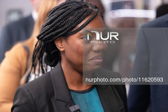 Kemi Badenoch MP, the second favorite to be the new Tory leader, walks through the ICC surrounded by her security detail at the Conservative...