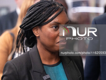 Kemi Badenoch MP, the second favorite to be the new Tory leader, walks through the ICC surrounded by her security detail at the Conservative...