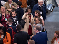 Delegates have fun at the Conservative Party Conference at the International Conference Centre in Birmingham, United Kingdom, on September 2...