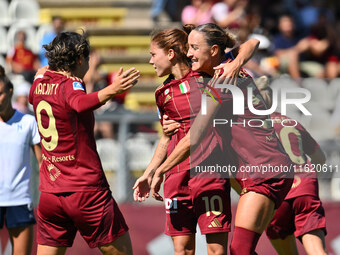 Manuela Giugliano of A.S. Roma Femminile celebrates after scoring the third goal during the fourth day of the Serie A Femminile eBay Champio...