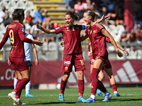 Manuela Giugliano of A.S. Roma Femminile celebrates after scoring the third goal during the fourth day of the Serie A Femminile eBay Champio...