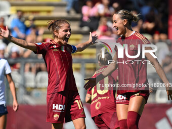 Manuela Giugliano of A.S. Roma Femminile celebrates after scoring the third goal during the fourth day of the Serie A Femminile eBay Champio...