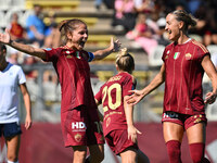 Manuela Giugliano of A.S. Roma Femminile celebrates after scoring the third goal during the fourth day of the Serie A Femminile eBay Champio...