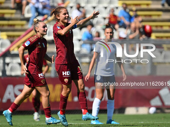 Manuela Giugliano of A.S. Roma Femminile celebrates after scoring the third goal during the fourth day of the Serie A Femminile eBay Champio...