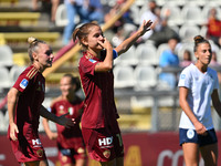 Manuela Giugliano of A.S. Roma Femminile celebrates after scoring the third goal during the fourth day of the Serie A Femminile eBay Champio...