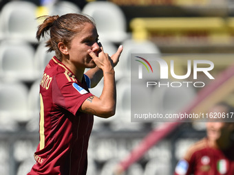 Manuela Giugliano of A.S. Roma Femminile celebrates after scoring the third goal during the fourth day of the Serie A Femminile eBay Champio...