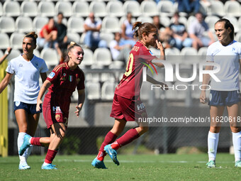 Manuela Giugliano of A.S. Roma Femminile celebrates after scoring the third goal during the fourth day of the Serie A Femminile eBay Champio...