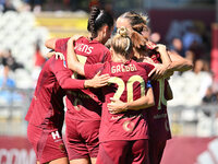 Evelyne Viens of A.S. Roma Femminile celebrates after scoring the goal of 2-0 during the 4th day of the Serie A Femminile eBay Championship...