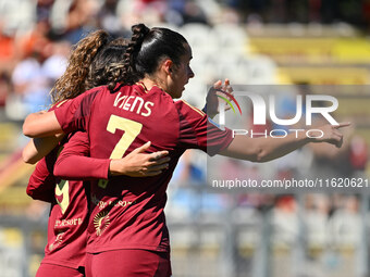 Evelyne Viens of A.S. Roma Femminile celebrates after scoring the goal of 2-0 during the 4th day of the Serie A Femminile eBay Championship...