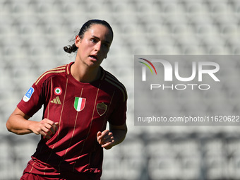 Evelyne Viens of A.S. Roma Femminile celebrates after scoring the goal of 2-0 during the 4th day of the Serie A Femminile eBay Championship...