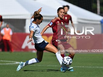 Virginia Di Giammarino of Napoli Femminile and Manuela Giugliano of A.S. Roma Femminile are in action during the 4th day of the Serie A Femm...