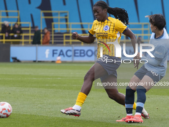 Michelle Agyemang #59 of Brighton & Hove Albion W.F.C. during the Barclays FA Women's Super League match between Manchester City and Brighto...