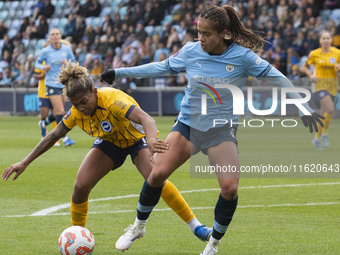 During the Barclays FA Women's Super League match between Manchester City and Brighton and Hove Albion at the Joie Stadium in Manchester, En...