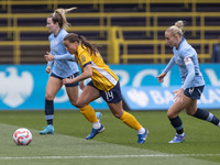 Fran Kirby #14 of Brighton & Hove Albion W.F.C. is in action during the Barclays FA Women's Super League match between Manchester City and B...