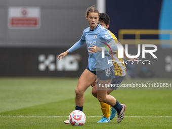 Kerstin Casparij #18 of Manchester City W.F.C. is in action during the Barclays FA Women's Super League match between Manchester City and Br...