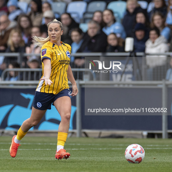 During the Barclays FA Women's Super League match between Manchester City and Brighton and Hove Albion at the Joie Stadium in Manchester, En...