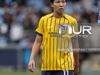 Kiko Seike #11 of Brighton & Hove Albion W.F.C. during the Barclays FA Women's Super League match between Manchester City and Brighton and H...