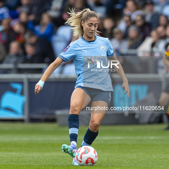 Laia Aleixandri #4 of Manchester City W.F.C. during the Barclays FA Women's Super League match between Manchester City and Brighton and Hove...