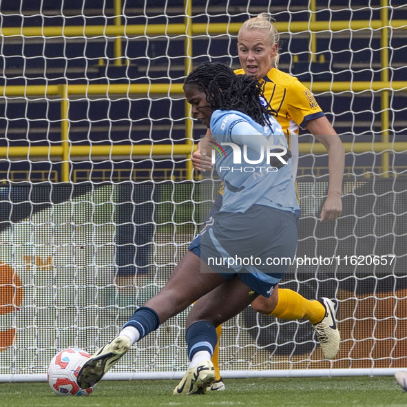 During the Barclays FA Women's Super League match between Manchester City and Brighton and Hove Albion at the Joie Stadium in Manchester, En...