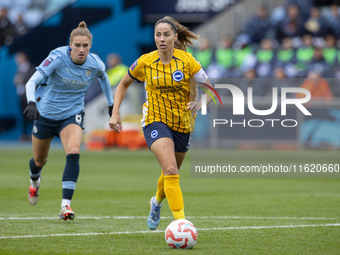 Vicky Losada #6 of Brighton & Hove Albion W.F.C. during the Barclays FA Women's Super League match between Manchester City and Brighton and...