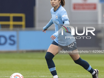 Yui Hasegawa #25 of Manchester City W.F.C. during the Barclays FA Women's Super League match between Manchester City and Brighton and Hove A...