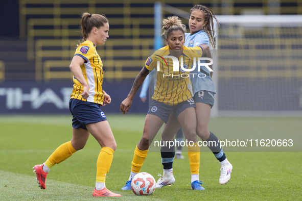 Jorelyn Carabali #16 of Brighton & Hove Albion W.F.C. during the Barclays FA Women's Super League match between Manchester City and Brighton...